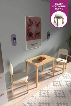 VİLİNZE Vilinze Ege Sandalye Avanos Ahşap MDF Mutfak Masası Takımı - 60x90 cm