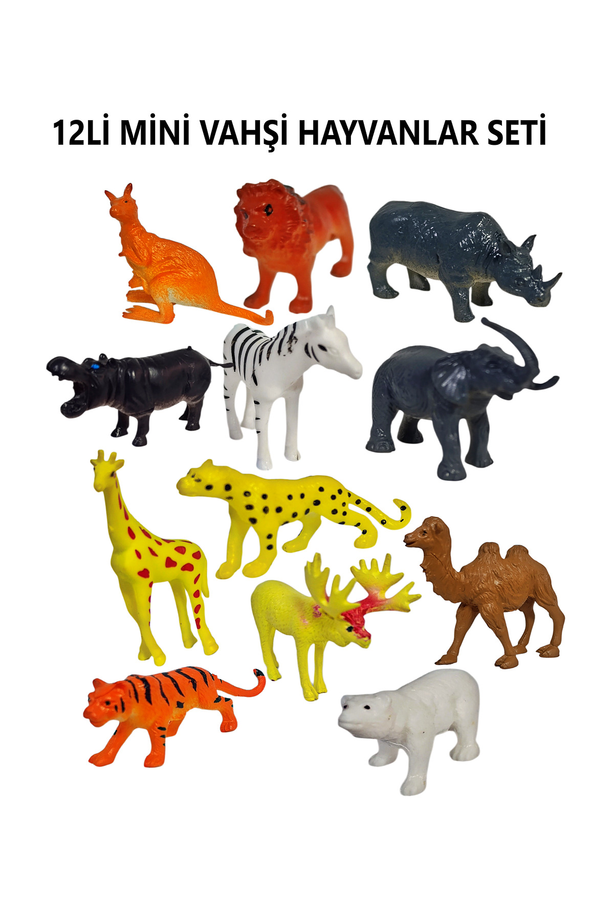 Brother Toys 12 Adet Mini Vahşi Hayvan Figür Seti Fil Çita Zürafa