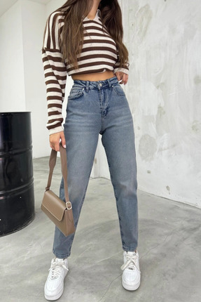 BİKELİFE Kadın Esnek/LikralıYüksek Bel Mom Jeans