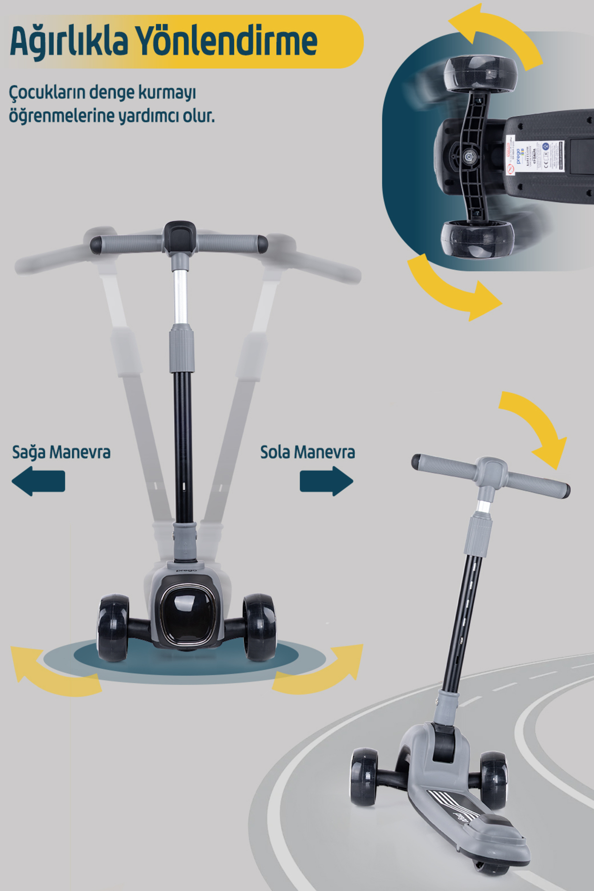 Prego Flow Müzikli Işıklı Oturaklı Çocuk Scooter Katlanabilir - Yükseklik Ayarlı fotoğrafı 2 (önizleme)