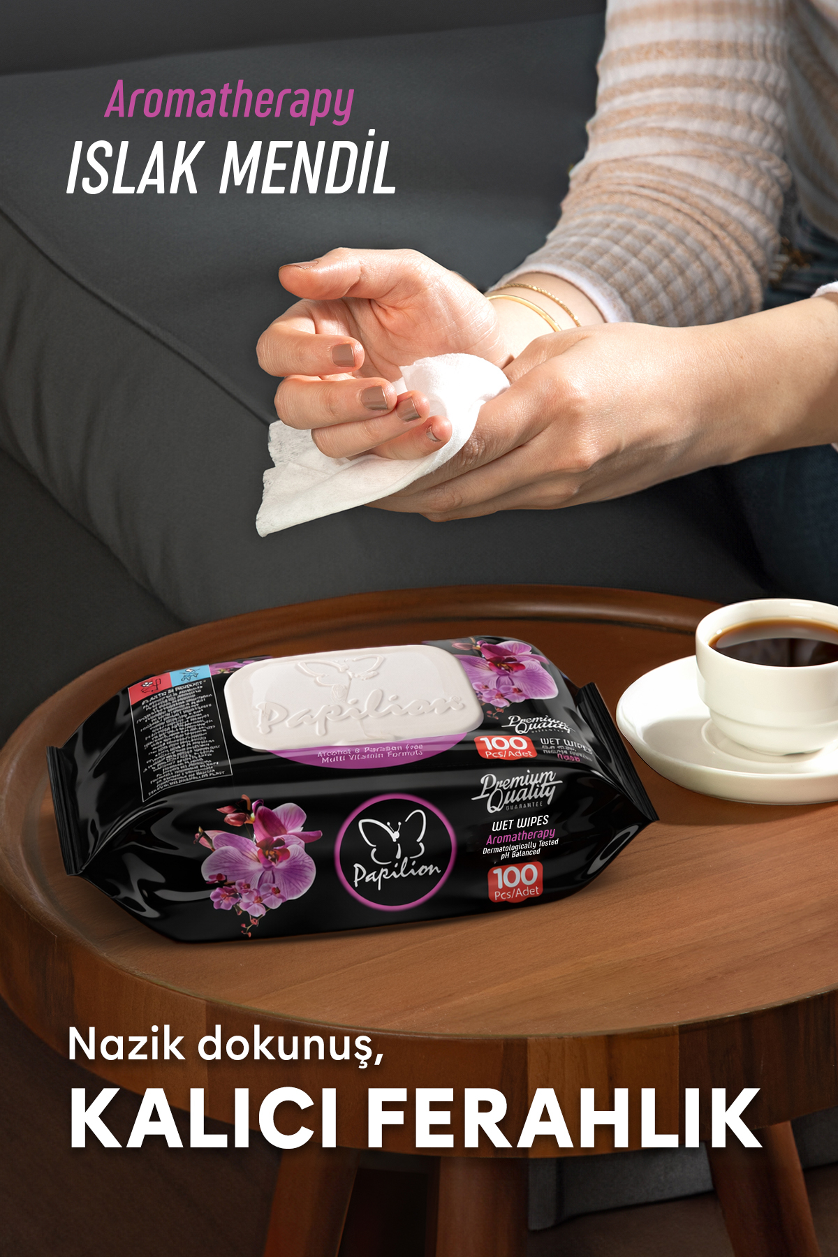 Papilion Premium Aroma Terapi Islak Mendil pH Dengeli Kokulu Ekonomik Paket 100x12 – 1200 Yaprak fotoğrafı 3 (önizleme)
