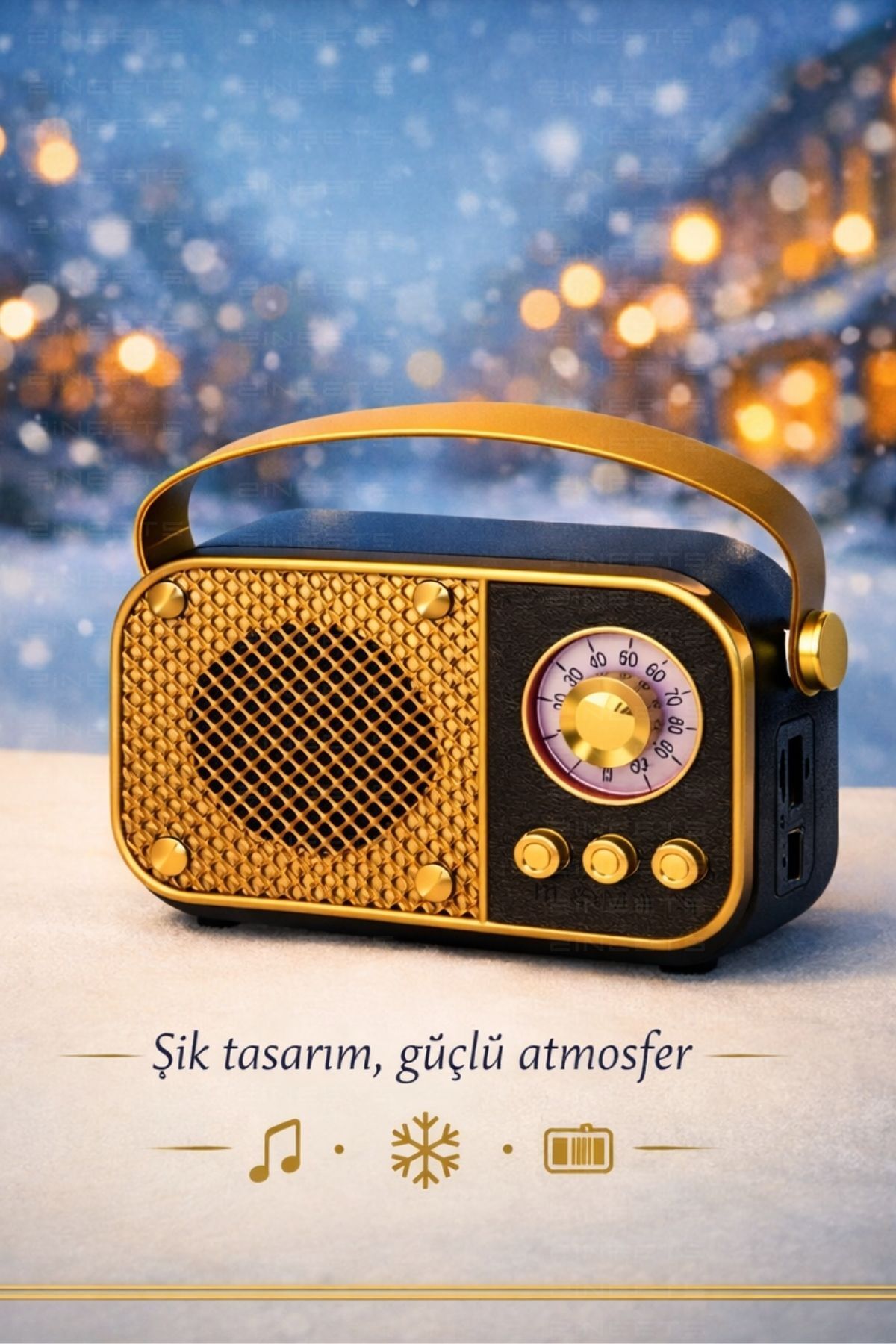 Zineets Nostaljik Radyo Fm Ahşap Görünümlü Bluetooth Hoparlör