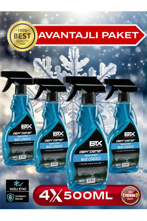Betax 4 ADET - Araç Cam Kapı Buz Çözücü Buzlanma Önleyici Sprey 500ml X 4 Adet