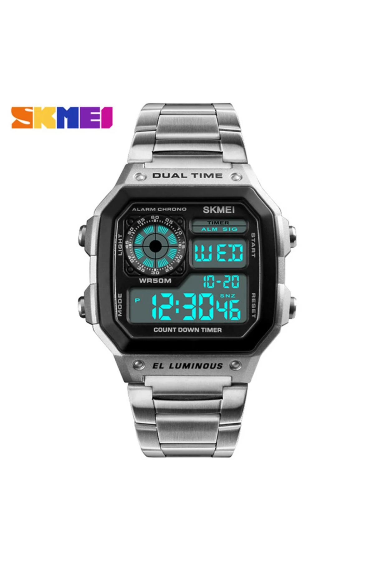 Skmei  Şık Tasarım Hafif Erkek Kol Saati Su Geçirmez Metal Kordon Gümüş Renk 1335 - Görsel 5