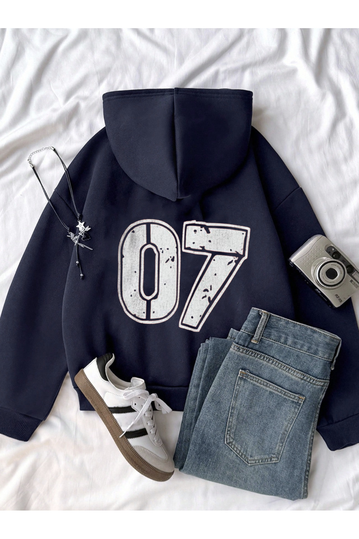 COHERENT  Unisex Erkek/Kadın Renkli 07 Özel Baskılı Pamuklu Oversize Kapüşonlu Sweatshirt