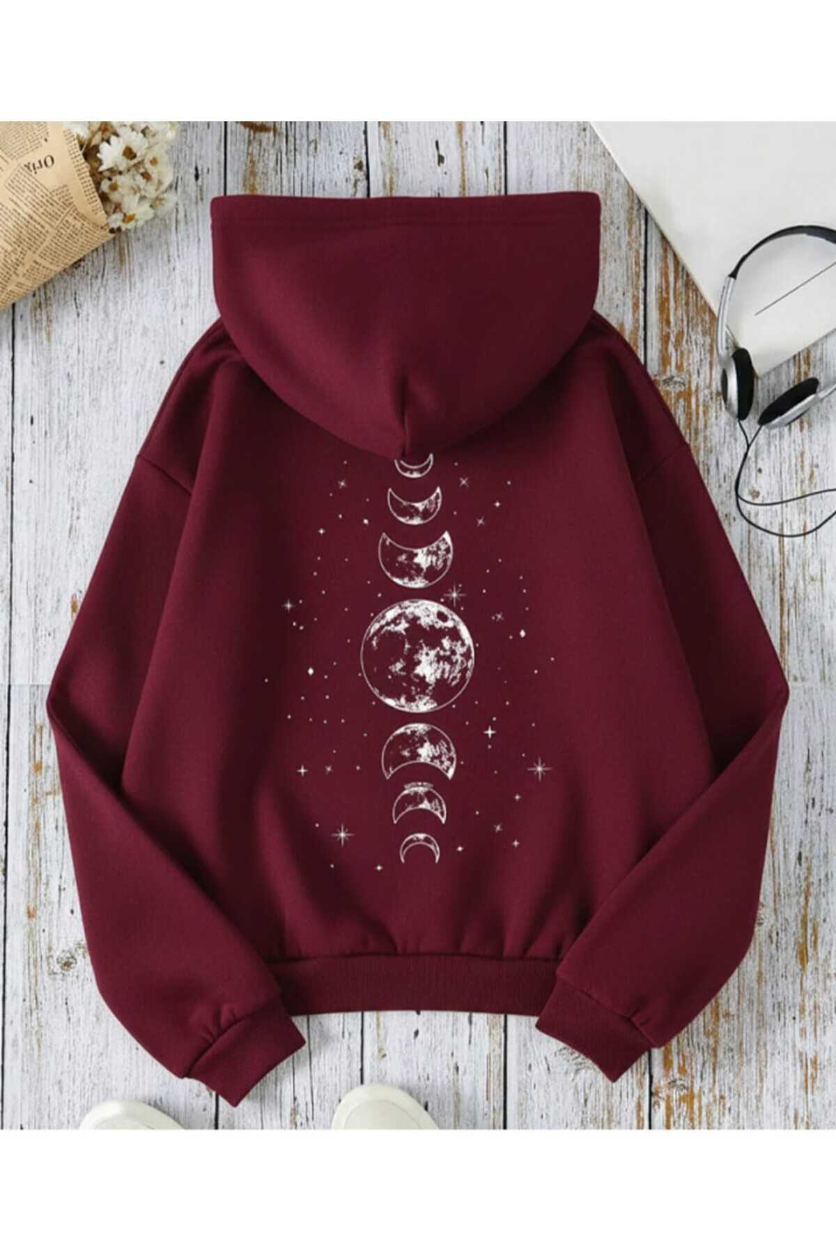 COHERENT Unisex Erkek/Kadın Renkli DÜNYA Özel Baskılı Pamuklu Oversize Kapüşonlu Sweatshirt