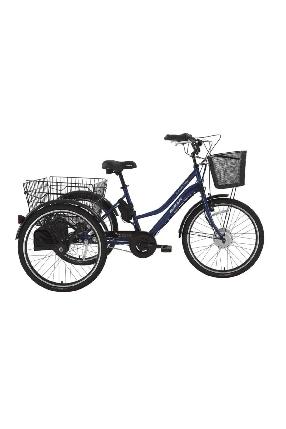 Bisan Bi̇san e-PORTER Üç Tekerli̇ Elektri̇kli̇ Bi̇si̇klet 44cm V 24 Jant 3 Vi̇tes Laci̇vert Beyaz