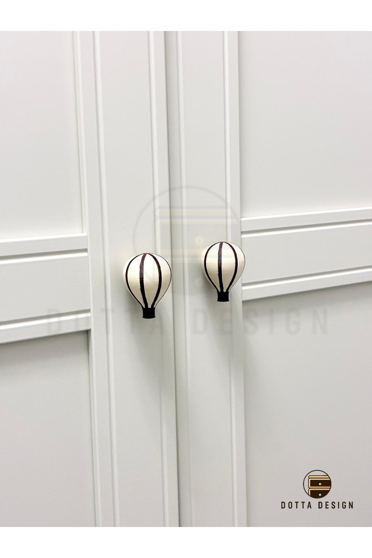 Dotta Design Çocuk Odası Kulpları - Bej&Kahve Çizgili Balon Kulp (Tekli) fotoğrafı 3 (önizleme)