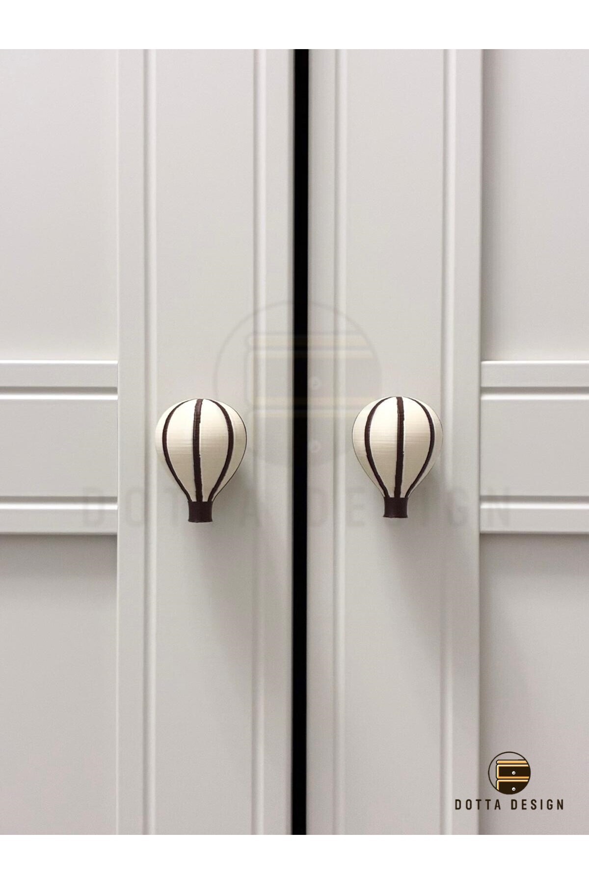 Dotta Design Çocuk Odası Kulpları - Bej&Kahve Çizgili Balon Kulp (Tekli)