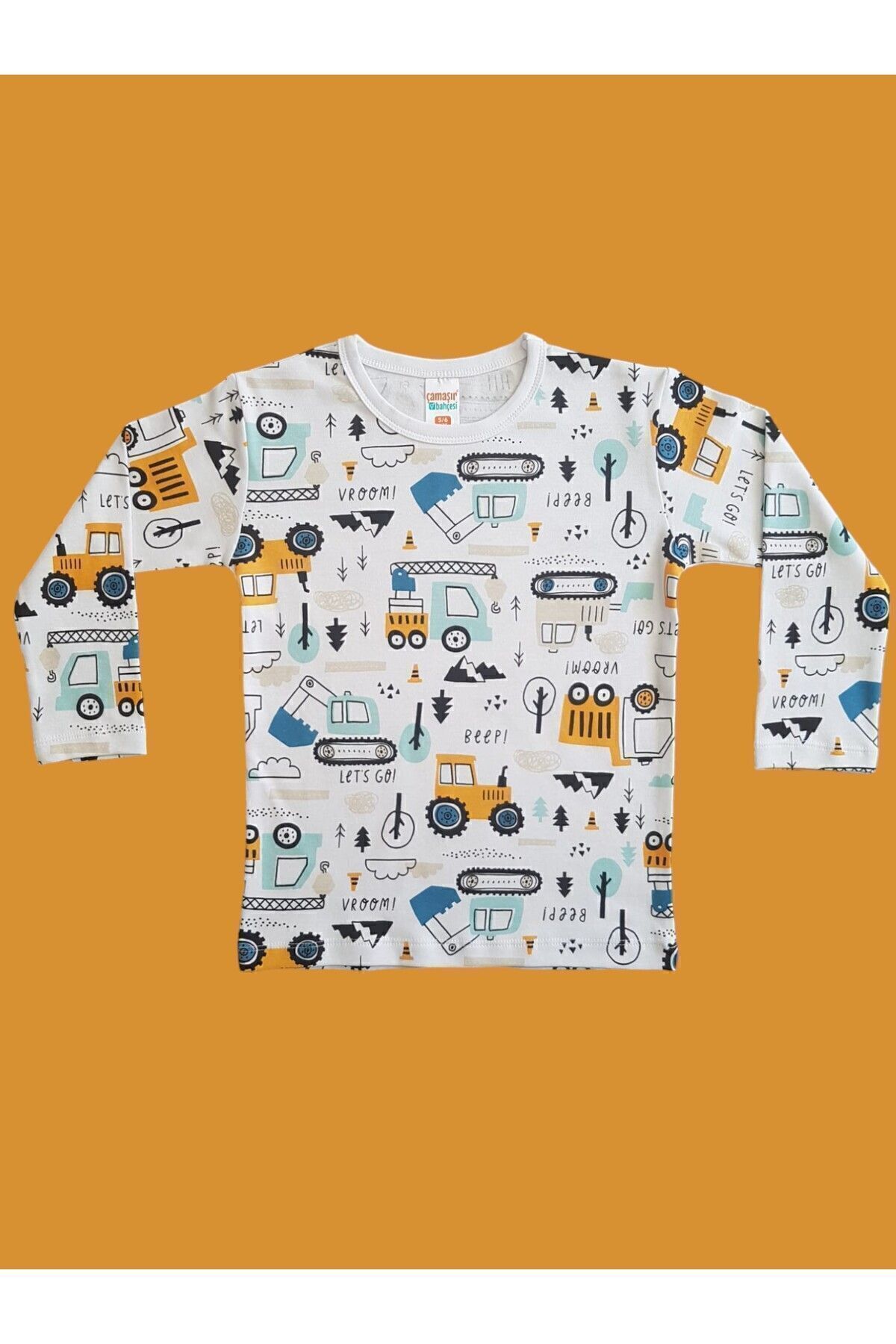 Çamaşır Bahçesi Uzun Kollu Desenli Çocuk Pijama Takım #baskılıçocukpijamatakım #çamaşırbahçesi #kepçedesenli fotoğrafı 3 (önizleme)