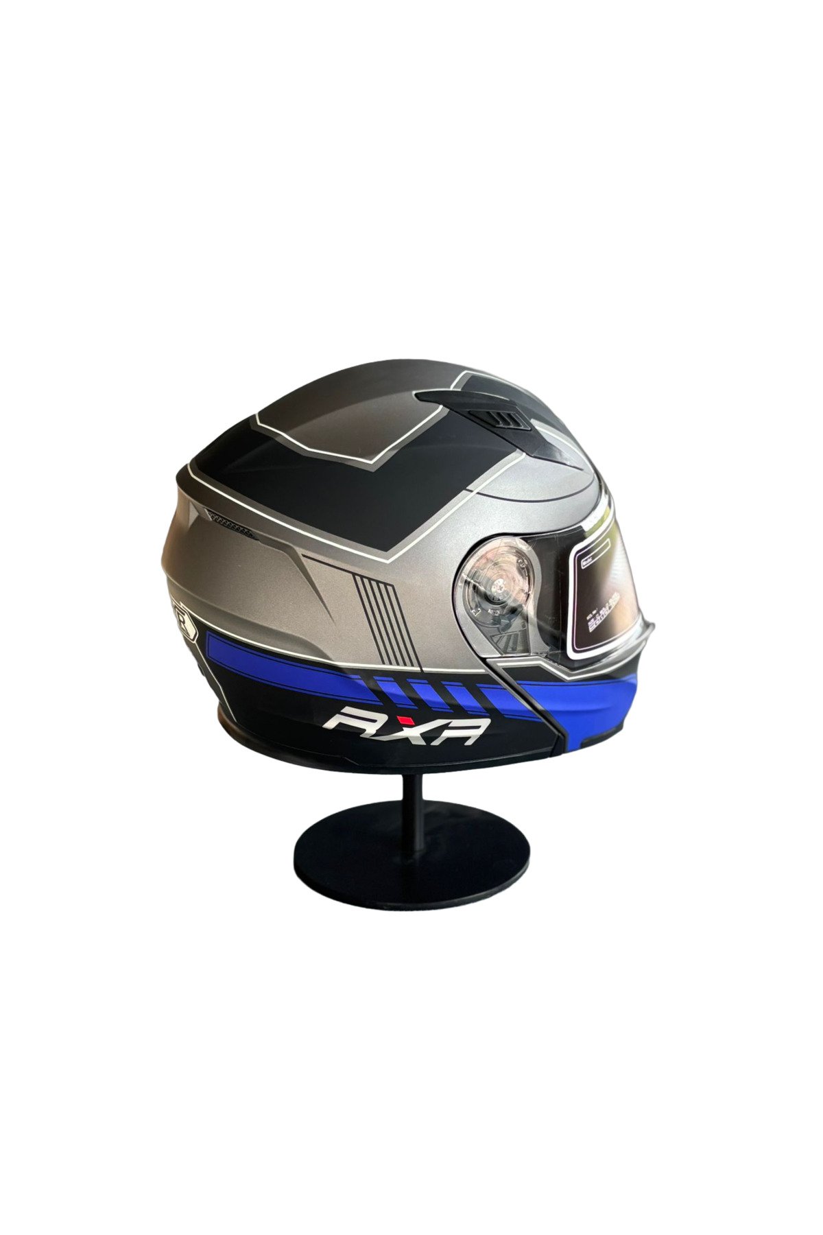 rxr Helmets 908 Güneş Vizörlü Çene Açılır Kask (MATT GREY/BLUE X1