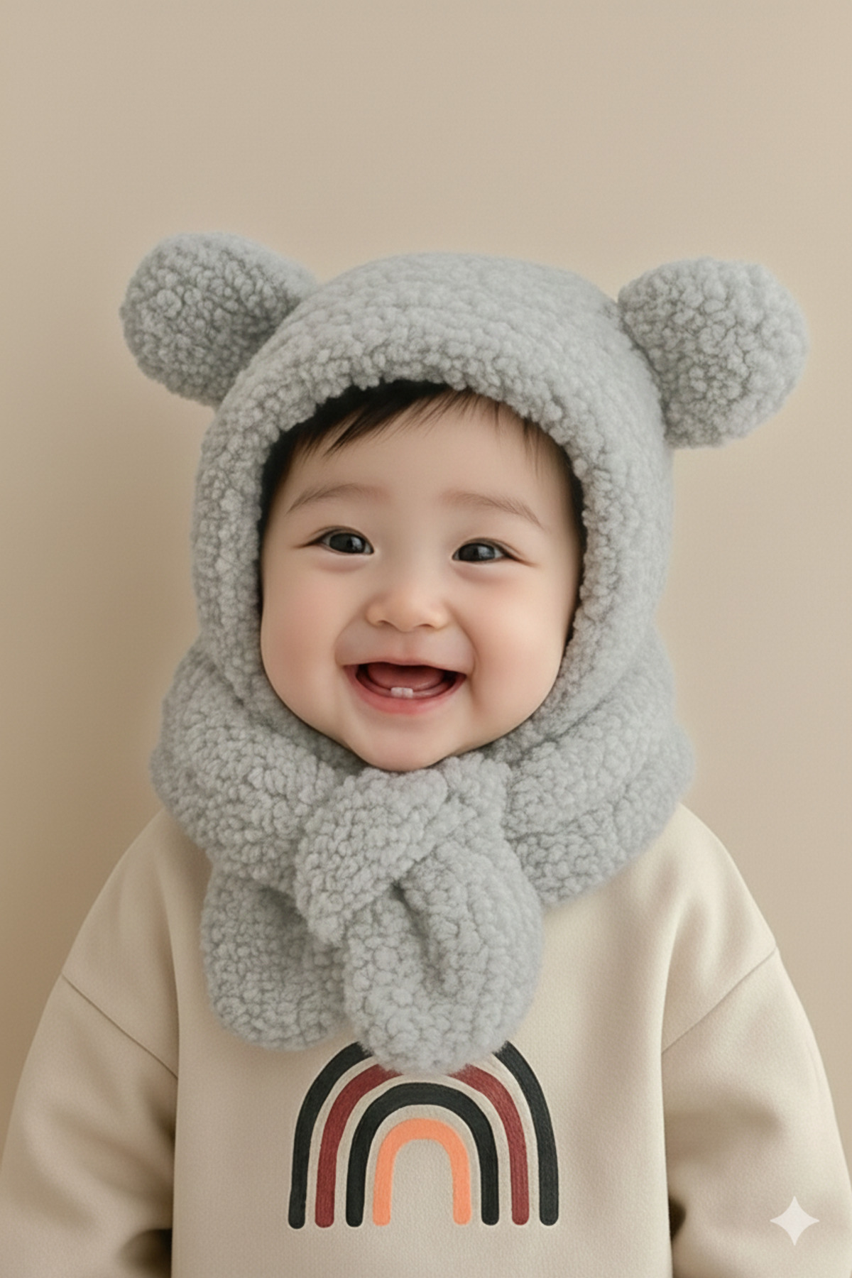 Avis Kids Balaclava Hooded Plush Beanie Scarf Welsoft Neck Collar Windproof Ear Hat
