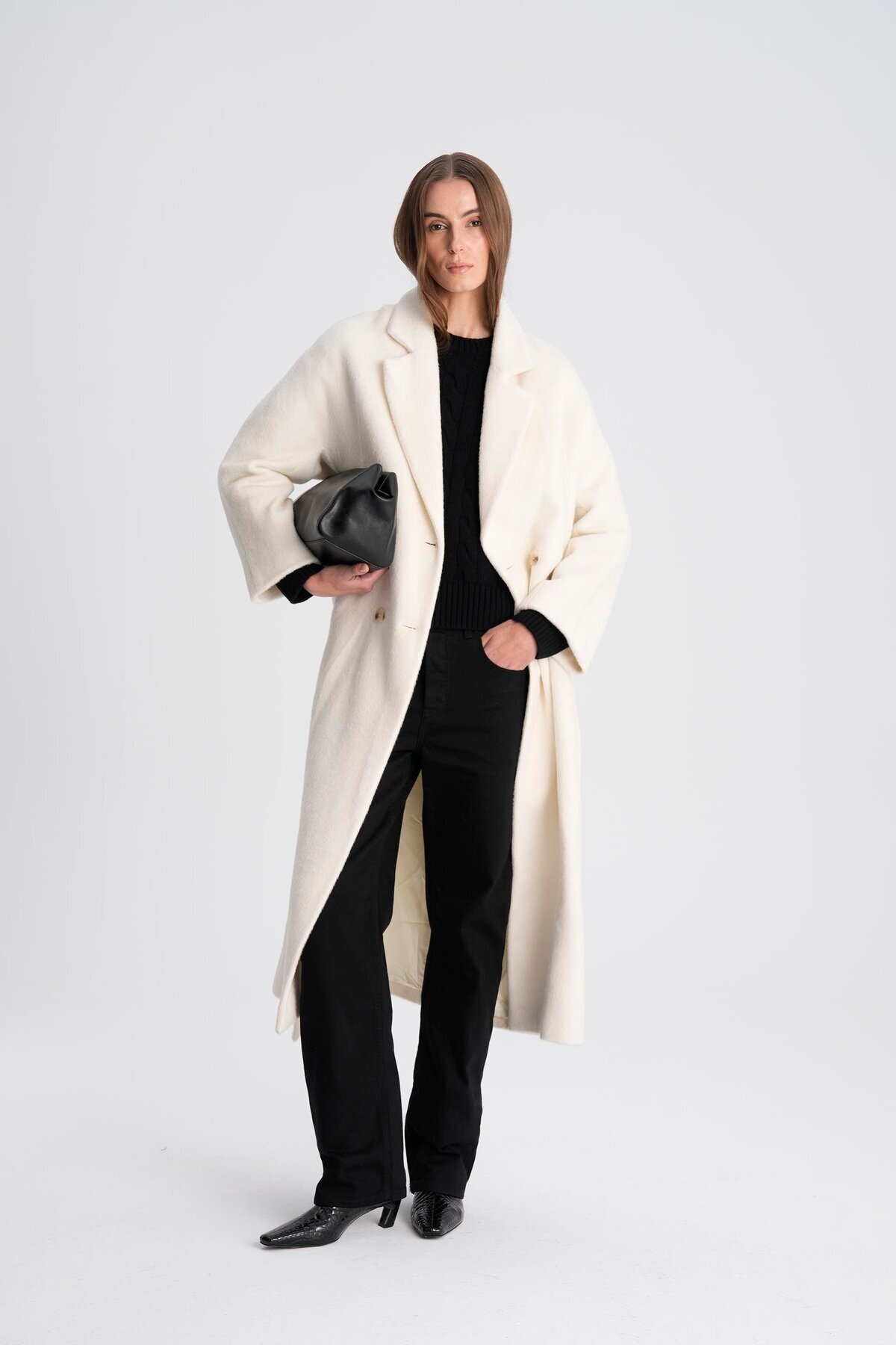 Beauty Omelette  Ekru İstanbul Alpaka Klasik Palto - Görsel 2