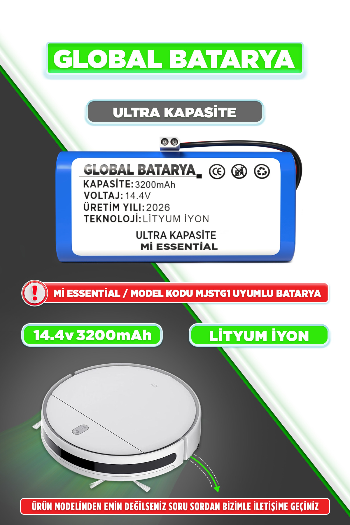 Batterie Xiaomi Mi Robot Vacuum Mop Essential – 3200mAh 14.4V – Remplacement Original Compatible