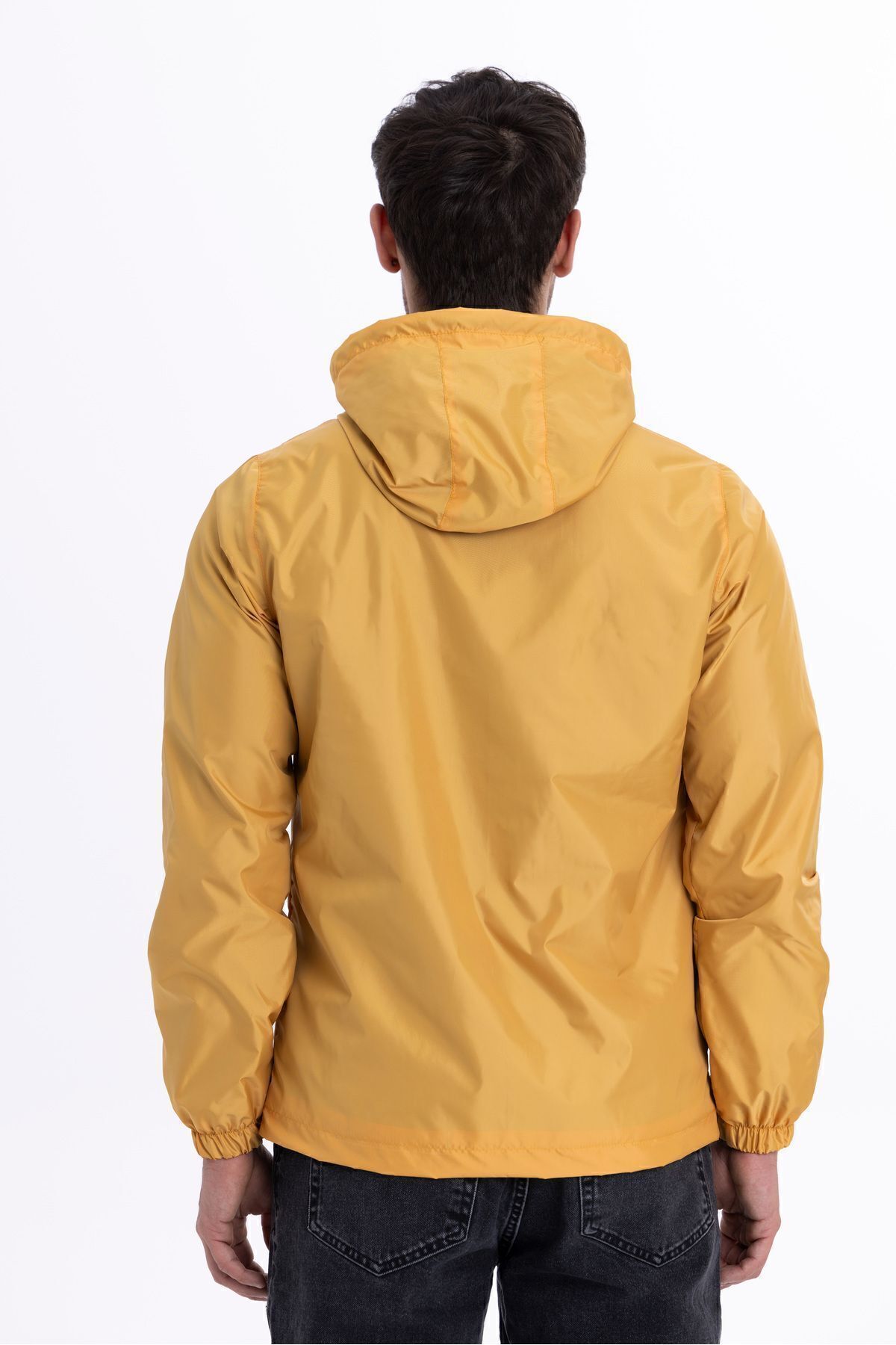 D1fference  Erkek Kapüşonlu Su ve Rüzgar Geçirmez Cepli İçi Astarlı Ultra Hafif Mevsimlik Yağmurluk - Görsel 7