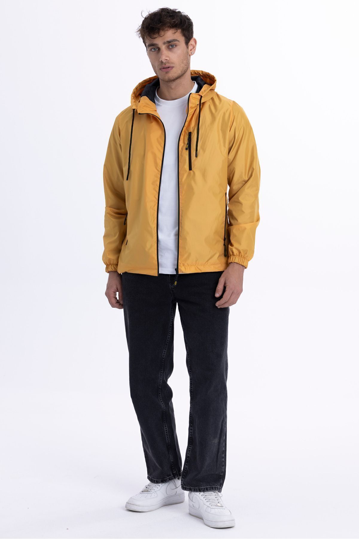D1fference  Erkek Kapüşonlu Su ve Rüzgar Geçirmez Cepli İçi Astarlı Ultra Hafif Mevsimlik Yağmurluk - Görsel 4