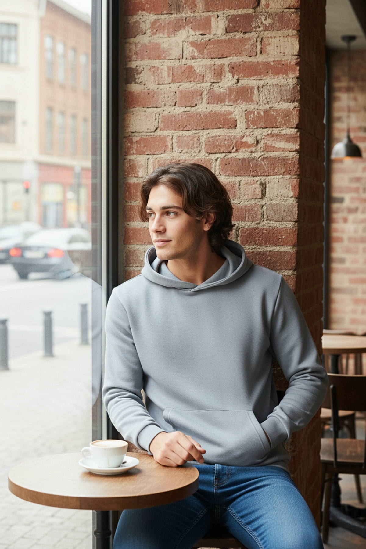 Regular Fit Hooded Kangaroo Pocketed Fluffy Soft Raised Sweatshirt Men's SWEATSHIRT 5905281