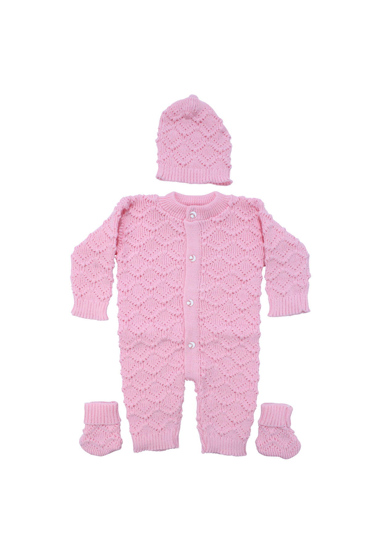 bebegen Pembe , Bereli Triko Kız Bebek Tulumu fotoğrafı 3 (önizleme)