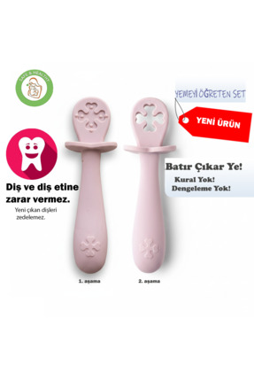 Gneisto Silikon Mama Kaşığı Yemek Alıştırma Seti Ek Gıdaya Geçiş Silikon Uçlu...