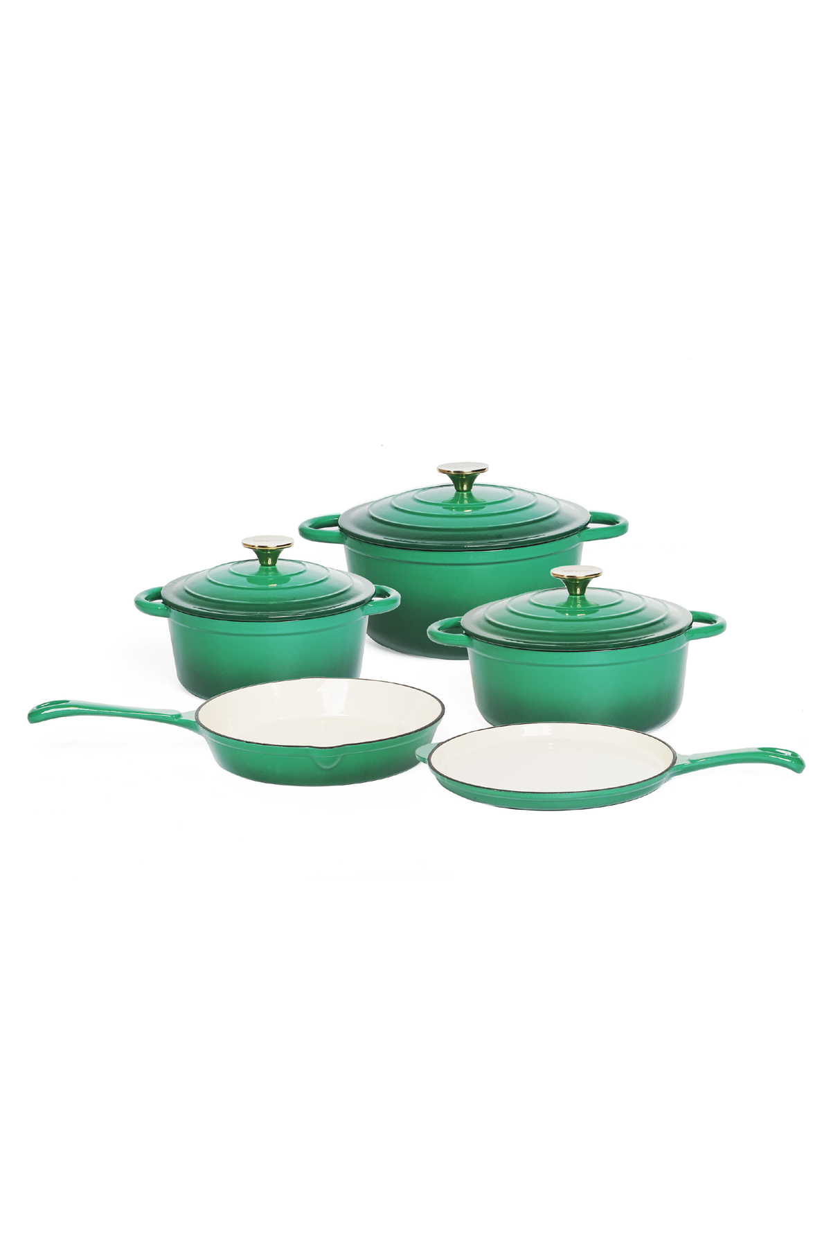 VAV GET 8-Piece Enameled Cast Iron Dutch Oven Set with Lids - Forest Green