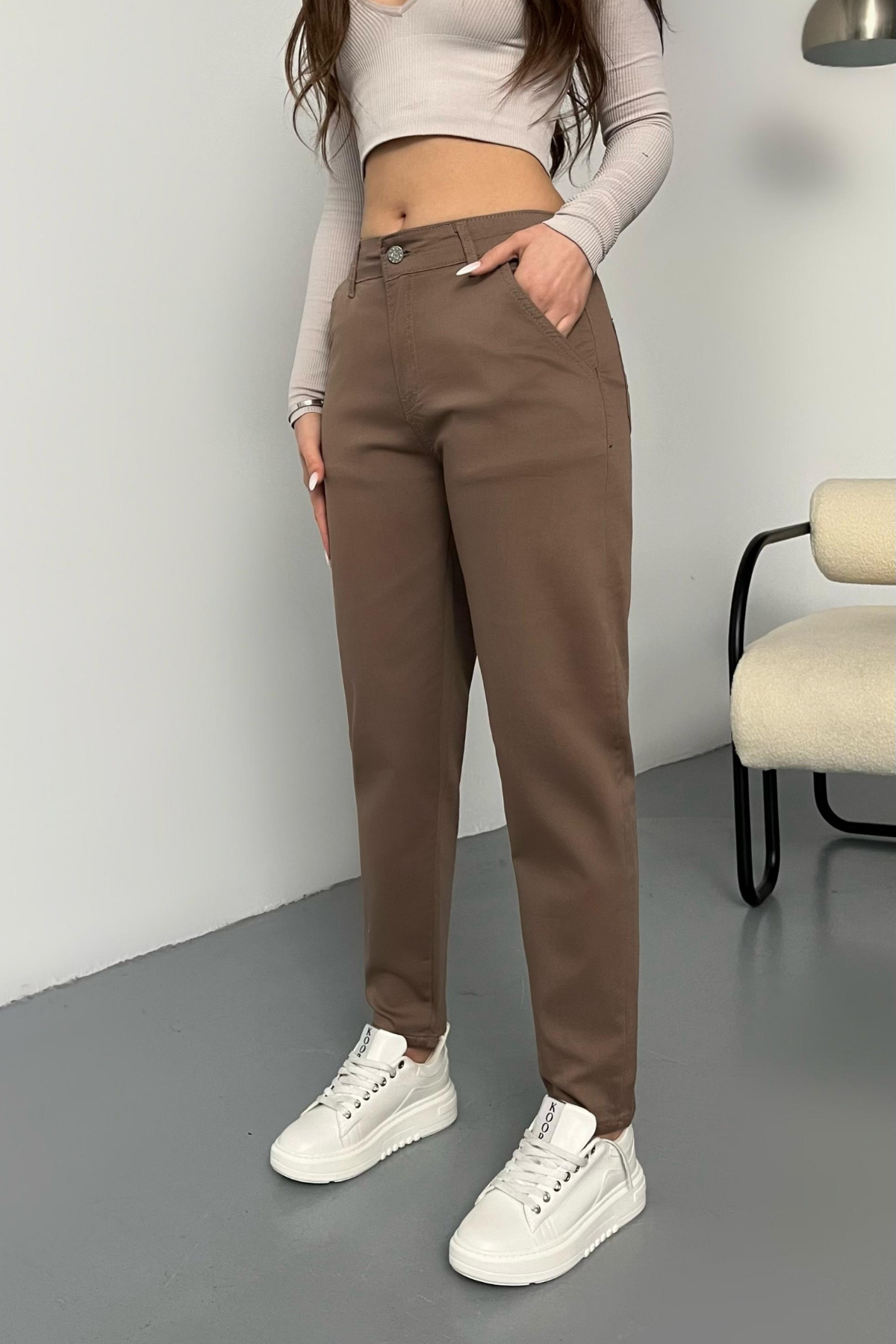 Women's High Waist Lycra/Stretch Mom Pants