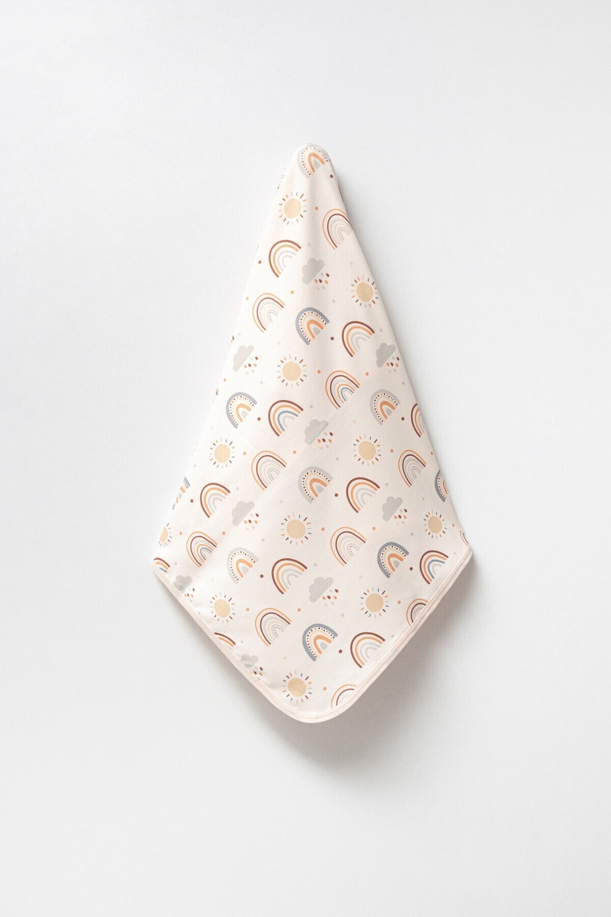 Genel Markalar Gökkuşağı Baskılı Çift Katlı Penye Yenidoğan ve Çok Amaçlı %100 Pamuklu Bebe Battaniyesi fotoğrafı 2 (önizleme)