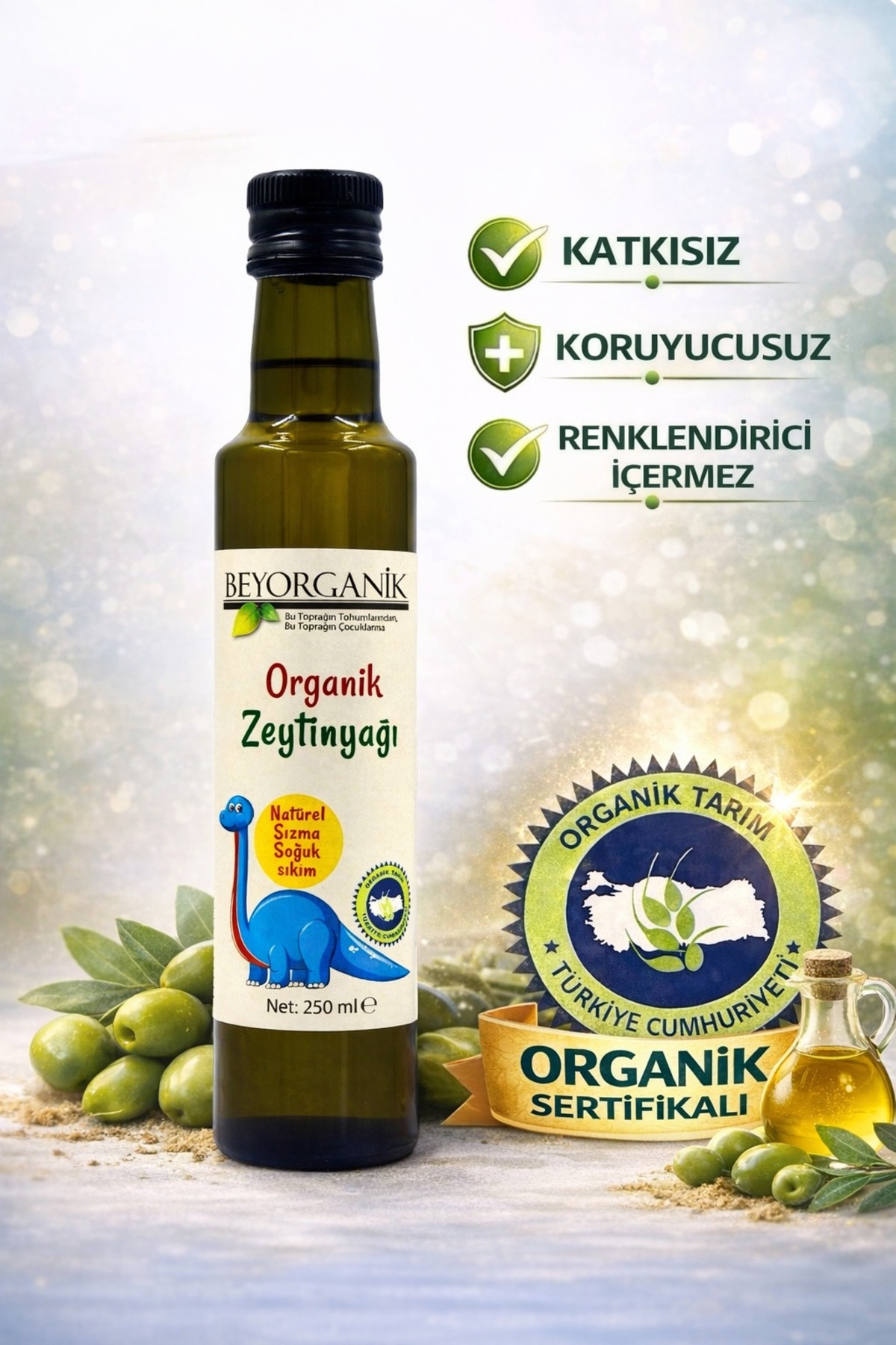 BEYORGANİK Organik Soğuk Sıkım Sızma Zeytinyağı 250ml Soğuk Sıkım, 0,3 Asit fotoğrafı 2 (önizleme)