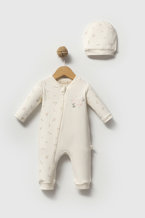 Bubbles ROSE GİRL %100 ORGANİK PAMUK KIZ BEBEK FERMUARLI TULUM