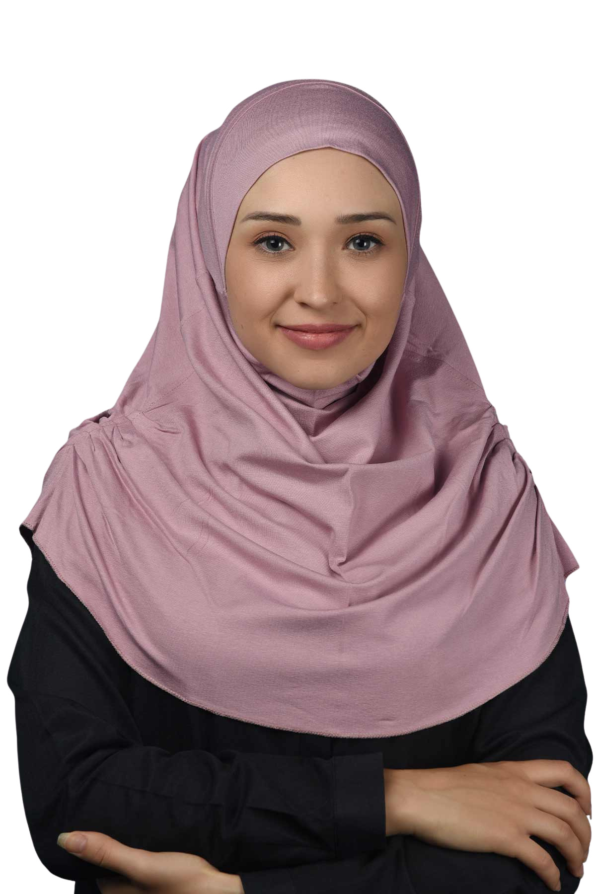 Ready Turban Shirred Pleated Practical Scarf Hijab - Prayer Cover - Dark Pink