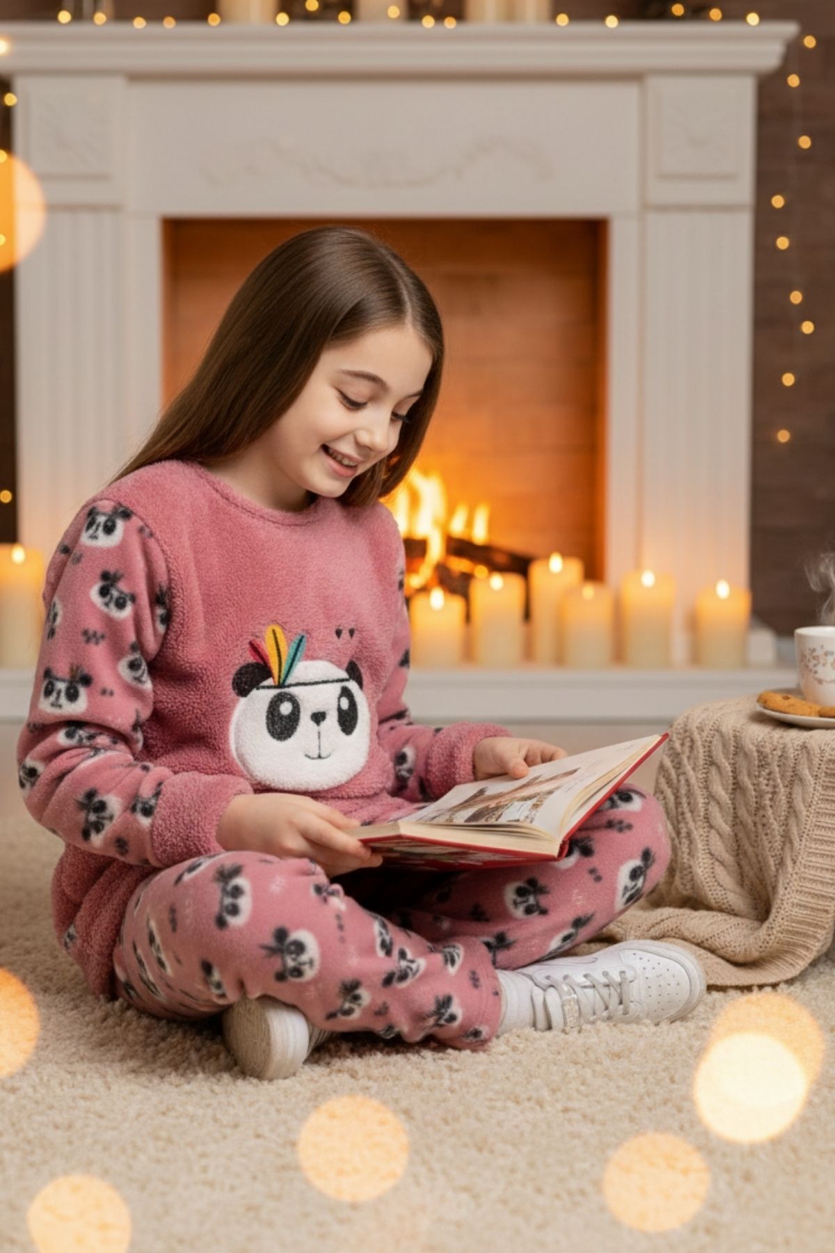 ROMEO LİFE Kız Çocuk Uzun Kollu Polar Peluş Kumaş Kışlık Sıcak Tutan Pijama Takımı 8067 fotoğrafı 2 (önizleme)