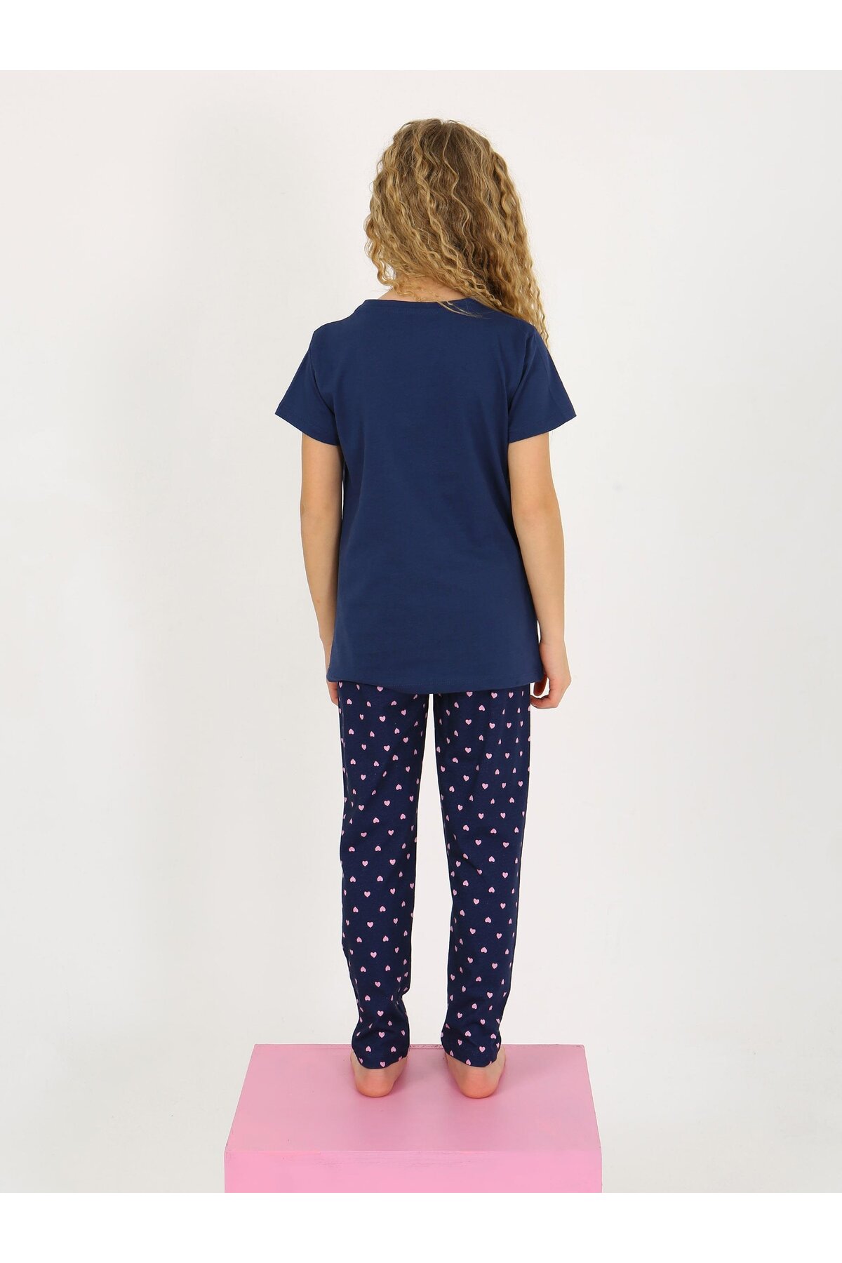 vitmo Kız Çocuk Kısa Kollu %100 Pamuklu Pijama Takımı Cute Love fotoğrafı 2 (önizleme)