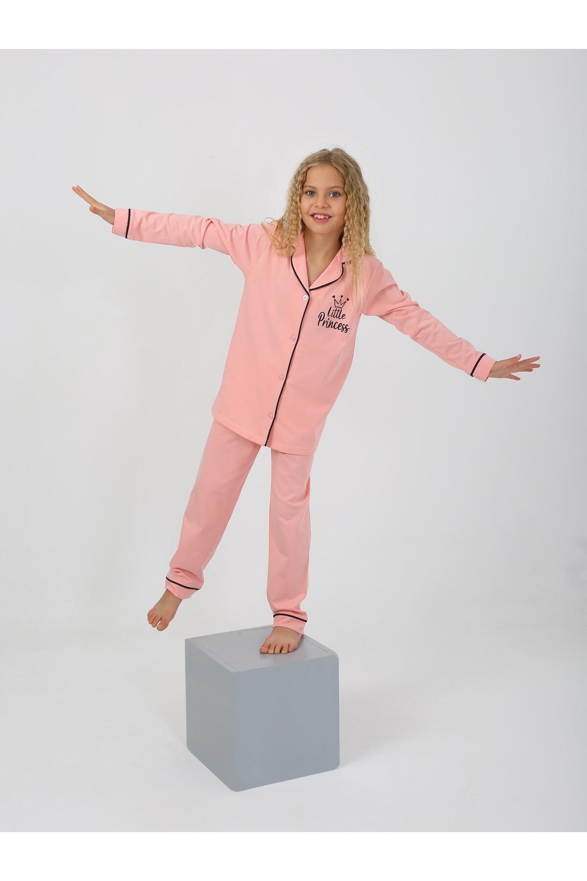 vitmo Kız Çocuk Uzun Kollu %100 Pamuklu Pijama Takımı Little Princess fotoğrafı 2 (önizleme)