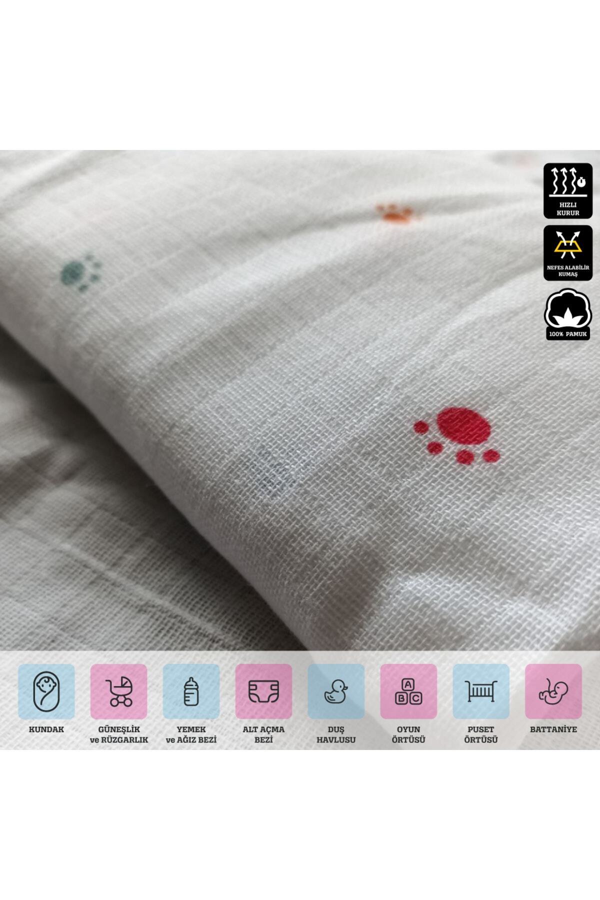 Svava %100 Pamuklu Bebek Müslin Emzirme, Ağız Mendili, Battaniye Ve Bez Puset Örtü fotoğrafı 3 (önizleme)