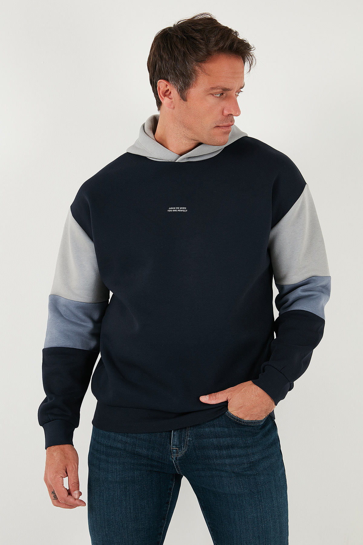 Buratti  Pamuklu Relaxed Fit Kapüşonlu İçi Tüylü Yumuşak Şardonlu Sweat Erkek SWEAT 5905299 - Görsel 6