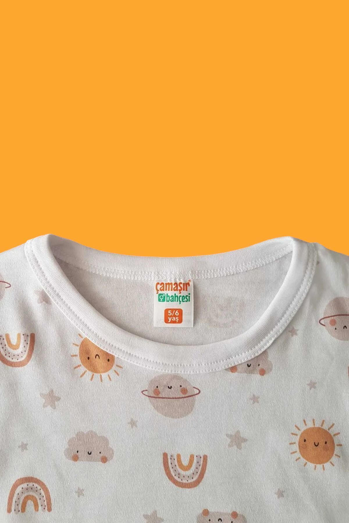 Çamaşır Bahçesi Uzun Kollu Desenli Çocuk Pijama Takım #baskılıçocukpijamatakım #çamaşırbahçesi #kısakollupijamatakım fotoğrafı 6 (önizleme)