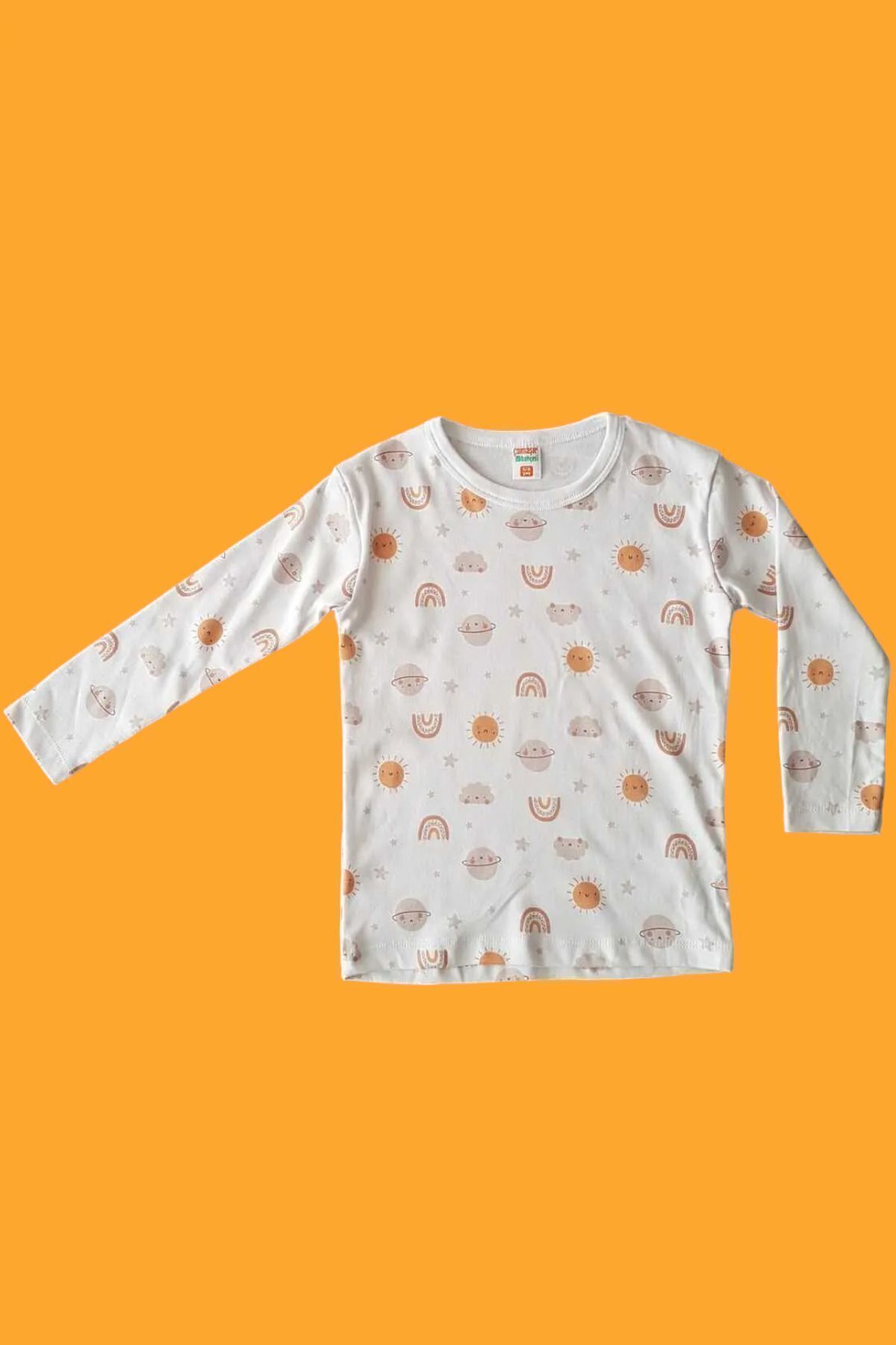 Çamaşır Bahçesi Uzun Kollu Desenli Çocuk Pijama Takım #baskılıçocukpijamatakım #çamaşırbahçesi #kısakollupijamatakım fotoğrafı 3 (önizleme)