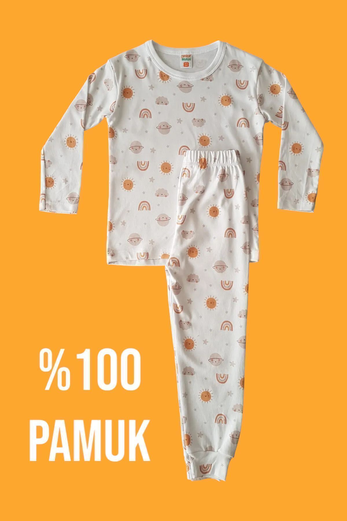 Çamaşır Bahçesi Uzun Kollu Desenli Çocuk Pijama Takım #baskılıçocukpijamatakım #çamaşırbahçesi #kısakollupijamatakım fotoğrafı 2 (önizleme)