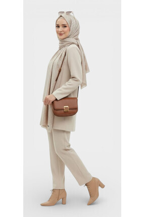 Gül İpek Moda Jakar Damla Desenli Kadın İpeksi Şık Şal Kremrengi