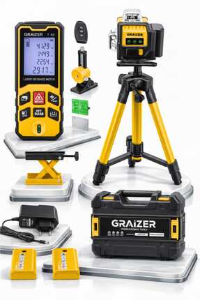 Graizer S 16 Köşe Yeşil Çizgi Lazer Terazi 360° Miknatisli Otomatik Hizalama ...