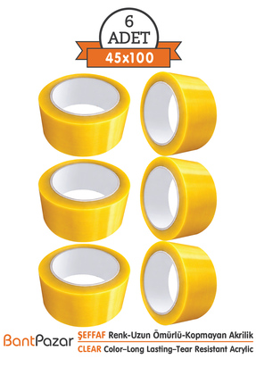 BantPazar 45x100 Şeffaf Bant (6 ADET) - Dayanıklı Ambalaj ve Koli Bandı-Ekono...