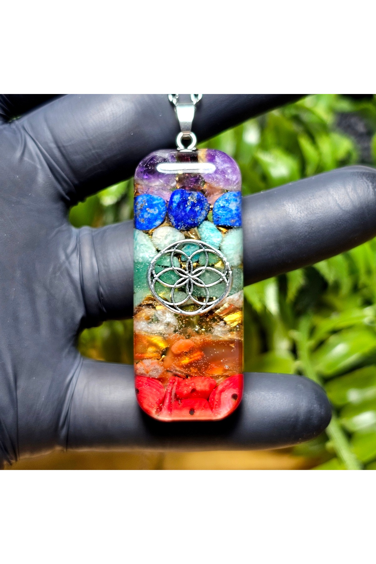 CHAKRA✧COLOR✧ガネーシャ神✧オルゴナイト Singincraft 7 Chakras - Seven Chakras - Torus Orgonite Steel Chain