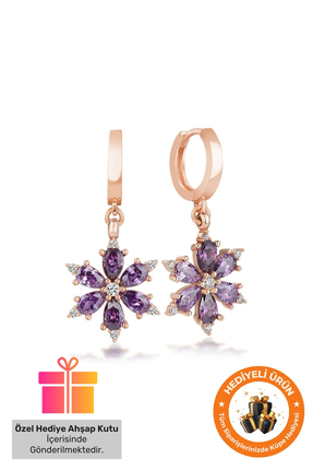 Lucente Jewellery 925 Ayar Hediye Kutulu Mor Lotus Rose Gümüş Kaplama Sevgili...