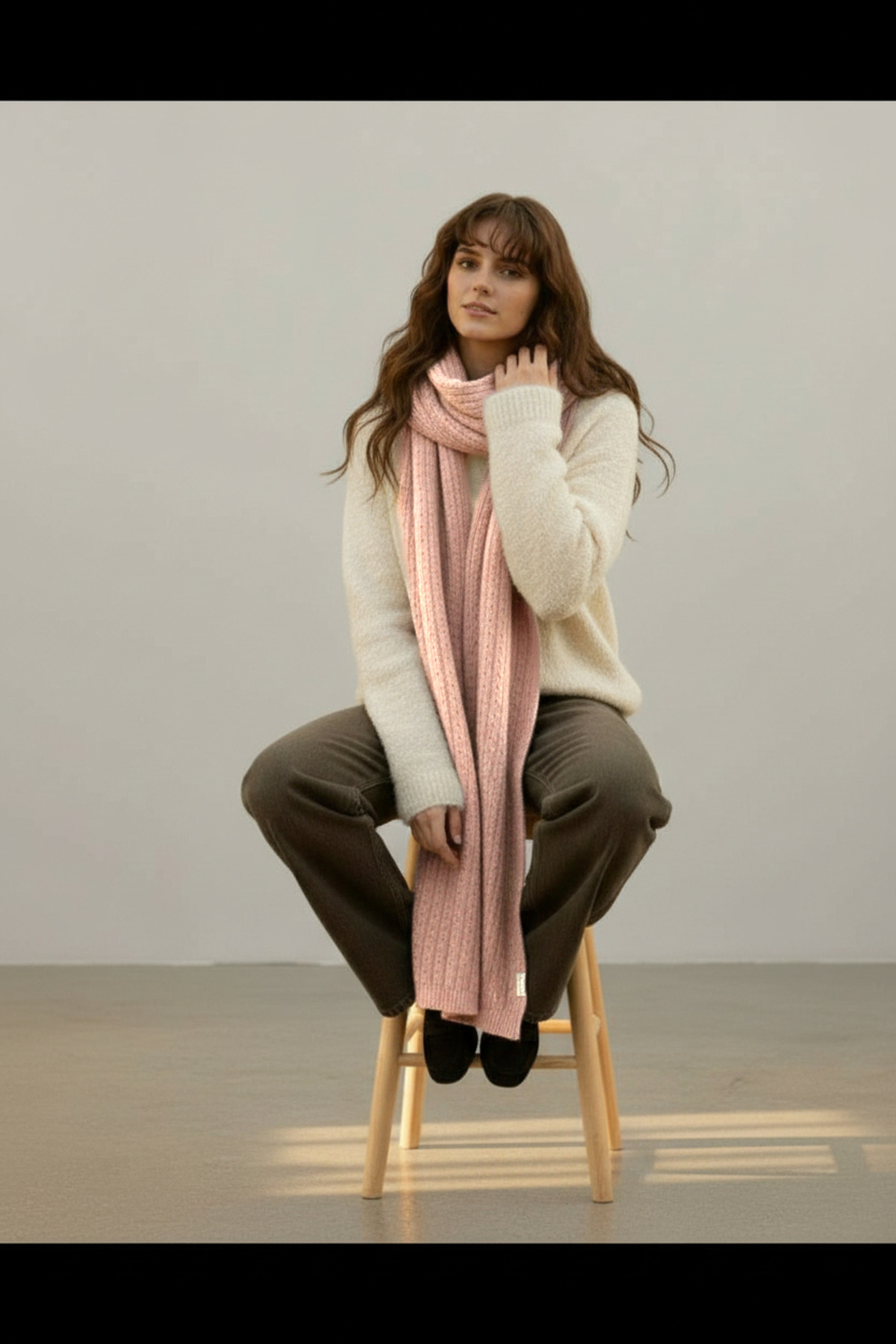 VARM Soft Yumuşak Dokulu Uzun Geniş Triko Atkı görsel 2