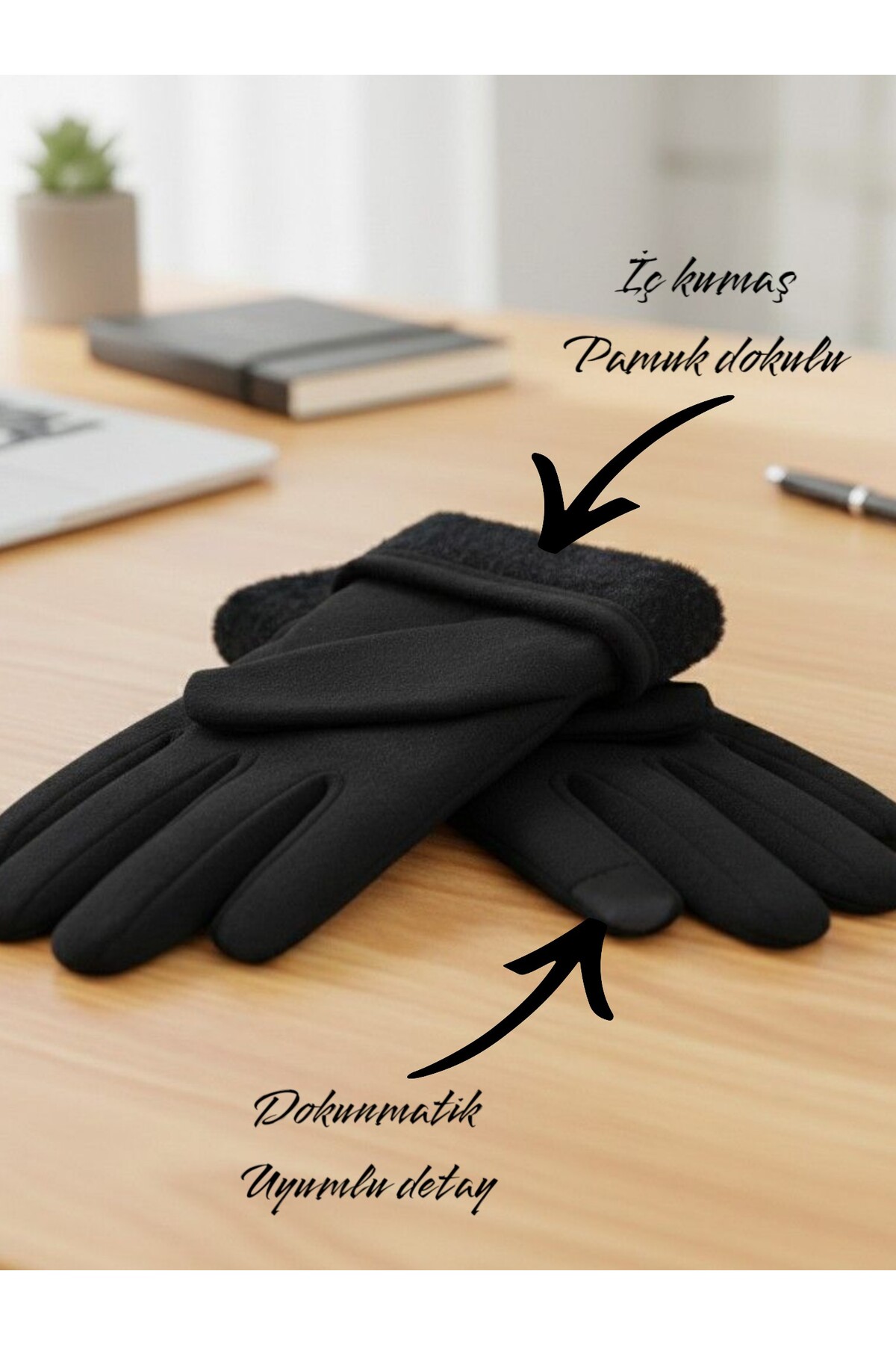 Özyıldırım Çarşı Pazar  Kadın Eldiven+İçi kürklü+Dışı polyester+Soğuğa karşı direnç+Standart beden - Görsel 5