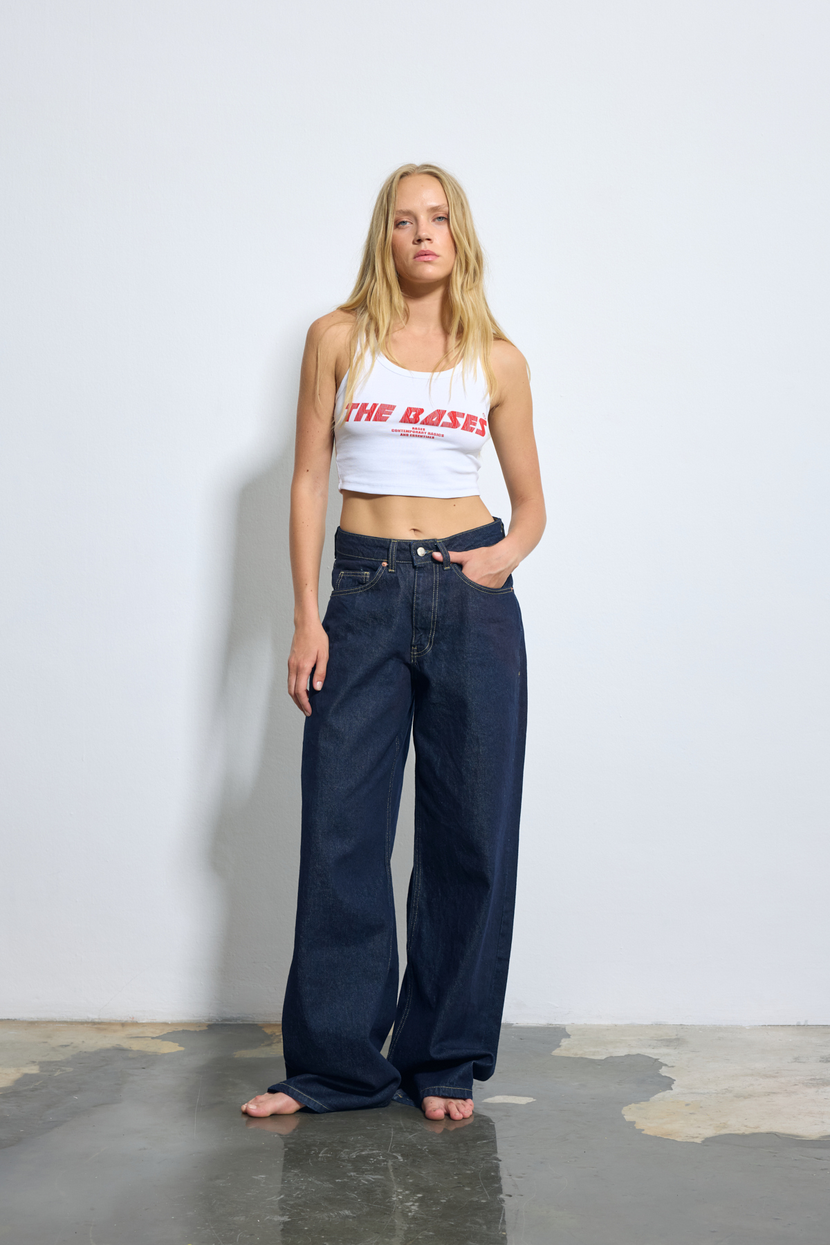 bases.  Kadın Lacivert Baggy Jean - Görsel 4