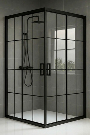 Durul Duşakabin Kare 5mm Siyah Çizgi Cam H.190cm