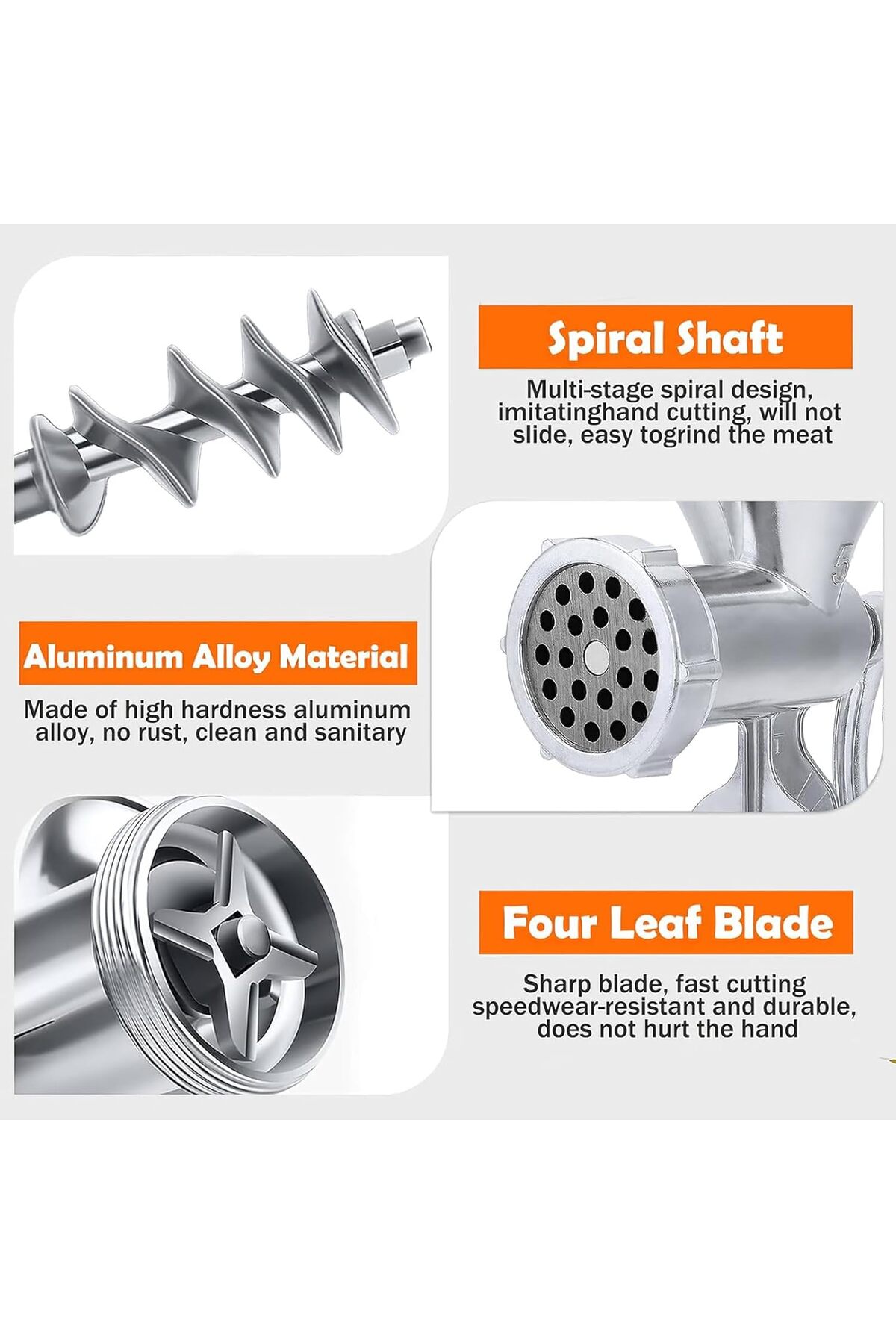 🥩 مفرمة لحم يدوية من سبائك الألومنيوم – متعددة الوظائف لصنع البرجر والنقانق – مقاس 10