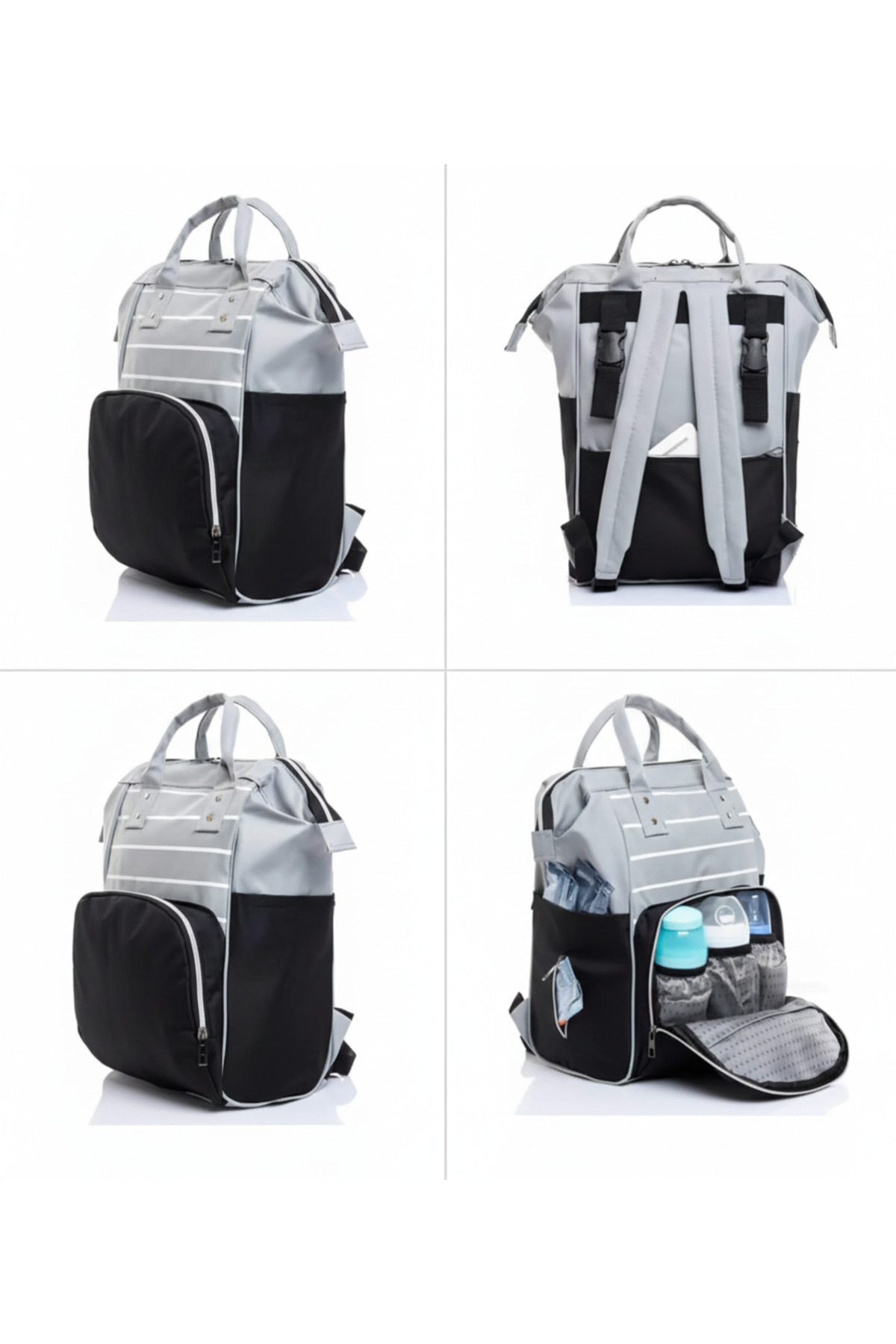 Genel Markalar Anne Bebek Bakım Sırt Çantası Biberon Termoslu Sıvı Geçirmez Askı Aparatlı fotoğrafı 5 (önizleme)