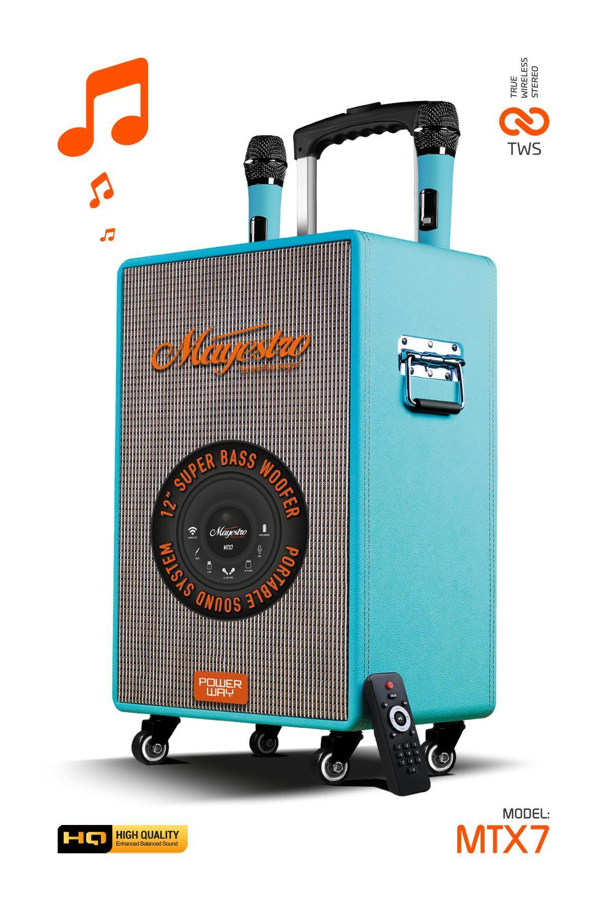 Powerway Şarjlı Çift Mikrofonlu Ses Sistemi Karaoke Sistemi