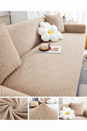 ARİFE HOME Yaprak desen 3 Kişilik Lastikli Kanepe Örtüsü | Lastikli Koltuk Ör...